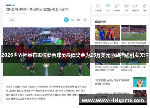 2026世界杯宣布每位参赛球员最低奖金为25万美元激励措施引发关注