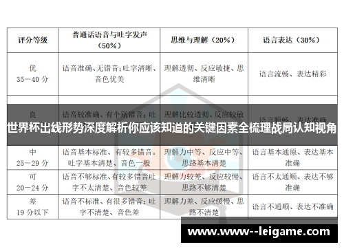 世界杯出线形势深度解析你应该知道的关键因素全梳理战局认知视角